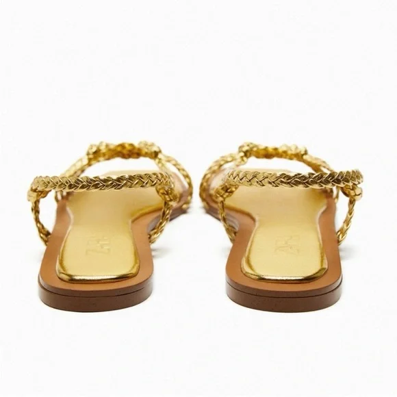 Zara Gold Braided Sandals - Picture 5 of 9